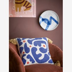 Bloomingville - Pude m/kvaster Eviaya 45x45 cm. Bl Genanvendt Bomuld