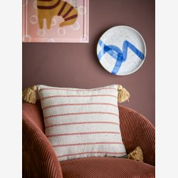 Bloomingville - Pude m/kvaster Eviaya 45x45 cm. Bl Genanvendt Bomuld