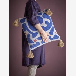 Bloomingville - Pude m/kvaster Eviaya 45x45 cm. Bl Genanvendt Bomuld