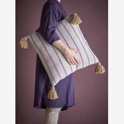 Bloomingville - Pude m/kvaster Eviaya 45x45 cm. Bl Genanvendt Bomuld