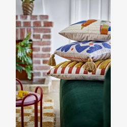 Bloomingville - Pude m/kvaster Eviaya 45x45 cm. Bl Genanvendt Bomuld