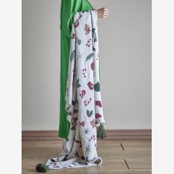 Bloomingville - Plaid m/julemotiver 160x130 cm. Genanvendt Bomuld