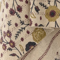 Bloomingville - Plaid m/frynser &amp; Blomsterranker Eydis 160x130 cm. Genanvendt Bomuld