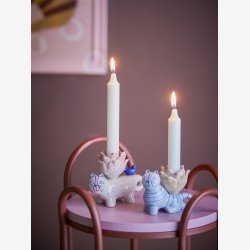 Bloomingville - Lysestage Kat Missy Stentj L: 9,5 H: 8 B: 6,5/L: 12 H: 10 B: 6,5 cm. - Vlg Model