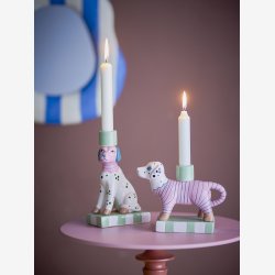 Bloomingville - Lysestage Doglie Stentj Rosa - L: 18 H: 13,5 B: 6,5/L: 11,5 H: 18,5 B: 6,5 cm. 