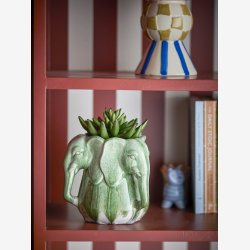 Bloomingville - Pontus Vase m/elefanter Grn Stentj : 15,5 H: 15,5 cm. 