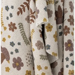 Bloomingville - Kristine Plaid m/blomster Natur Genanvendt Bomuld 160 x 130 cm. 