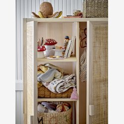 Bloomingville - Kristine Plaid m/blomster Natur Genanvendt Bomuld 160 x 130 cm. 