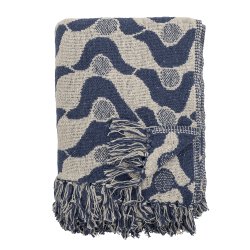 Bloomingville - Santena Plaid Grafisk Mnster Bl Genanvendt Bomuld 160 x 130 cm. 