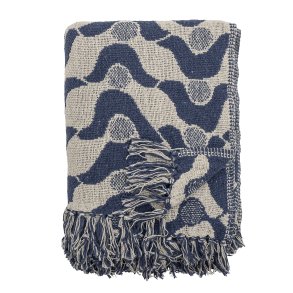 Bloomingville - Santena Plaid Grafisk Mnster Bl Genanvendt Bomuld 160 x 130 cm. 