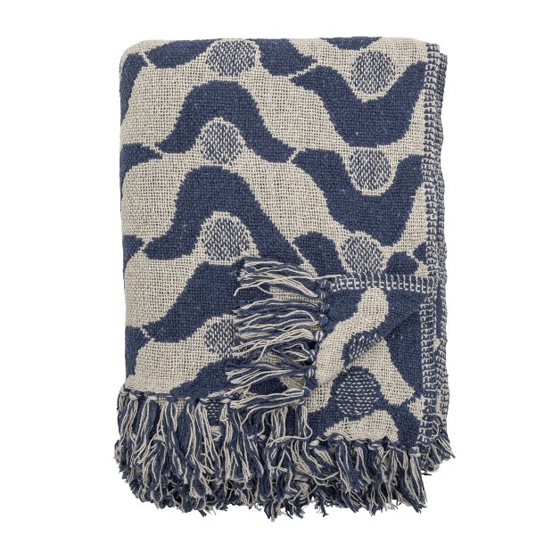 Bloomingville - Santena Plaid Grafisk Mnster Bl Genanvendt Bomuld 160 x 130 cm. 