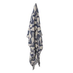 Bloomingville - Santena Plaid Grafisk Mnster Bl Genanvendt Bomuld 160 x 130 cm. 