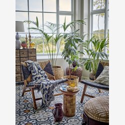 Bloomingville - Santena Plaid Grafisk Mnster Bl Genanvendt Bomuld 160 x 130 cm. 