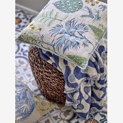 Bloomingville - Santena Plaid Grafisk Mnster Bl Genanvendt Bomuld 160 x 130 cm. 