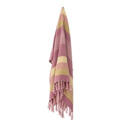 Bloomingville - Isnel Plaid m/frynser pink, Genanvendt Bomuld 160x130cm. 