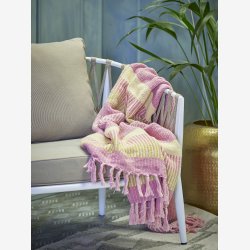 Bloomingville - Isnel Plaid m/frynser pink, Genanvendt Bomuld 160x130cm. 