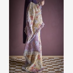 Bloomingville - Reims Plaid Mnstret m/frynser Multifarvet, Genanvendt Bomuld 160x130 cm. 