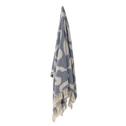 Bloomingville - Plaid m/m�nster Salobre Bl�, Genanvendt Bomuld 130x160 cm. 
