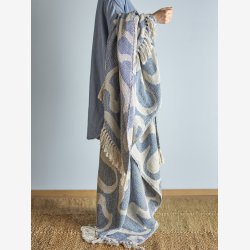 Bloomingville - Plaid m/m�nster Salobre Bl�, Genanvendt Bomuld 130x160 cm. 