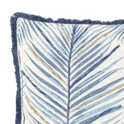 Bloomingville - Laval pude m/palme blade, Bl Bomuld 50 x 50 cm. 