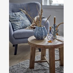 Bloomingville - Laval pude m/palme blade, Bl Bomuld 50 x 50 cm. 