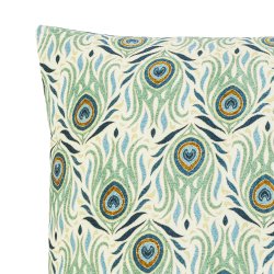 Bloomingville - Adia Pude m/striber &amp; pfugle mnster Grn Viskose 50 x 50 cm. 