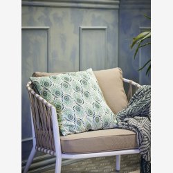 Bloomingville - Adia Pude m/striber &amp; pfugle mnster Grn Viskose 50 x 50 cm. 