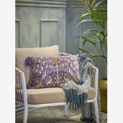 Bloomingville - Adya Pude m/Vddere, Pfugle &amp; Blomster Bl Viskose 50 x 35 cm. 