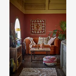 Bloomingville - Asu Pude m/Mnster Brun Viskose 50 x 50 cm. 