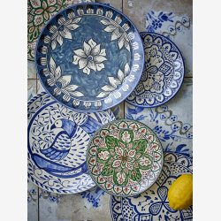 Bloomingville - Karlie Dessert Tallerken m/marokkansk mnster, Bl, Stentj : 19 cm. 