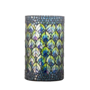 Bloomingville - Kali Hurricane/Lysestage Glasmosaik Bl : 12 H: 20 cm. 