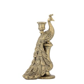 Bloomingville - Tausi Lysestage Pfugl Guld Poly L: 16,5 H: 28 B: 12,5 cm. 