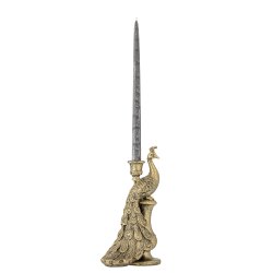 Bloomingville - Tausi Lysestage Pfugl Guld Poly L: 16,5 H: 28 B: 12,5 cm. 