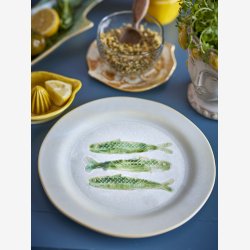 Bloomingville - Tallerken m/Sardiner Hadden Grn Stentj : 27 cm. 