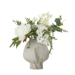 Blomsterbuket m/naturtro Blomster Hvid : 23 H: 43 cm. 