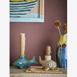 Bloomingville - Lysestage Burne Stentj L: 13 H: 7 B: 5,5 cm. - Vlg Farve