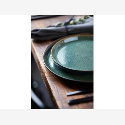 BITZ - Tallerken Gastro Sort/Grn 21xH2cm Stentj.