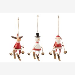J-Line - Juletrspynt - Rudolph - Julemand - Snemand - p ski H: 21 B: 11 D: 6 cm. metal
