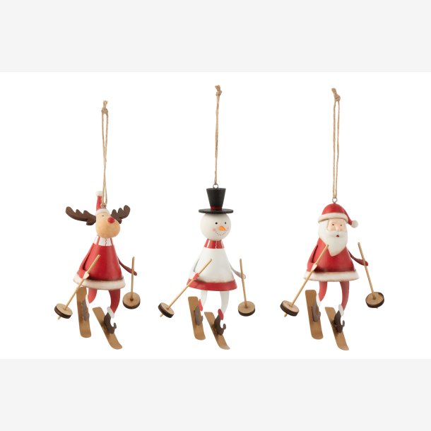 J-Line - Juletrspynt - Rudolph - Julemand - Snemand - p ski H: 21 B: 11 D: 6 cm. metal