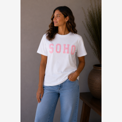 Marta Du Chateau - MdcHerdis T-Shirt "SOHO" Hvid/Lyser�d 