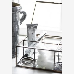 Ib Laursen glasske m/6 rum messing look B:16 H:8 L:21cm. 