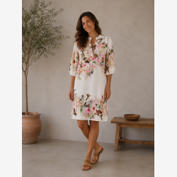 Marta Du Chateau - MdcGoldie Kjole Blomsterprint Camel.