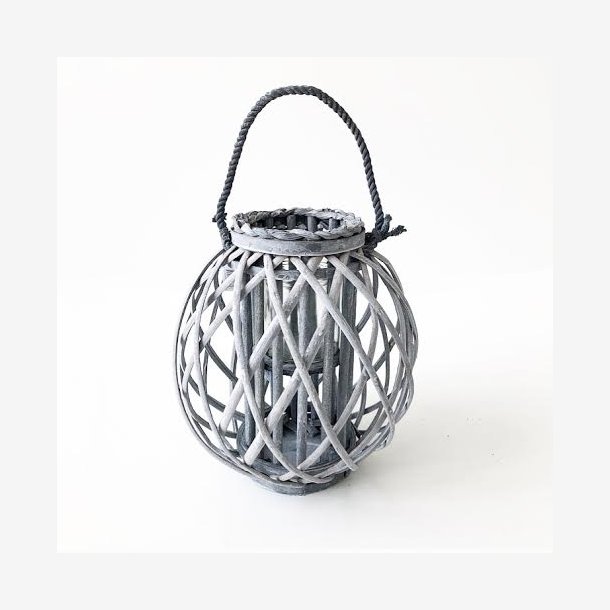 Lanterne Flet m/glasindsats &amp; hank H: 20 : 22 cm. Gr