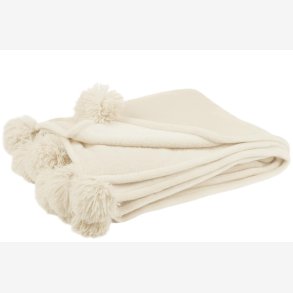 J-Line - Plaid m/pom poms Beige 130x170cm.