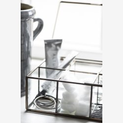 Ib Laursen glasske m/6 rum messing look B:16 H:8 L:21cm. 