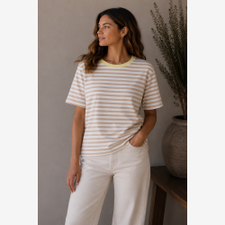 Marta Du Chateau - MdcJamila T-Shirt m. striber Beige/Gul.