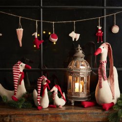 Speedtsberg - Julegs Gytha m/stribede trklde 19x30cm, Beige &amp; Rd