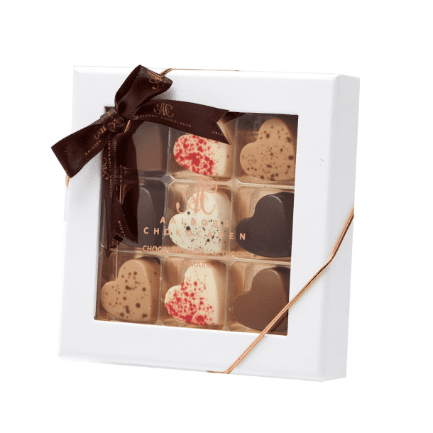 Aalborg Chokoladen -  9 stk. hjerter i ske 90 g.