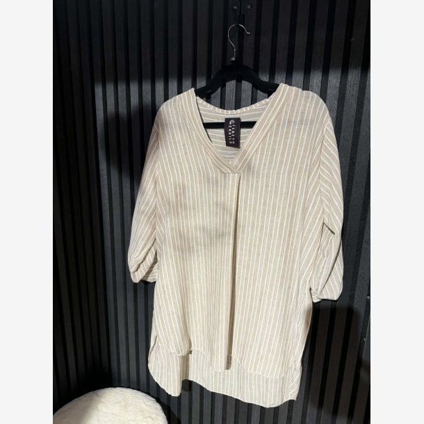 Tunika m. strib Oversize Beige Onesize