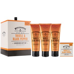 Mens Grooming Gaveske m/Thistle & Black pepper | 75ml Body wash, 75ml Facial wash &75ml Aftershave